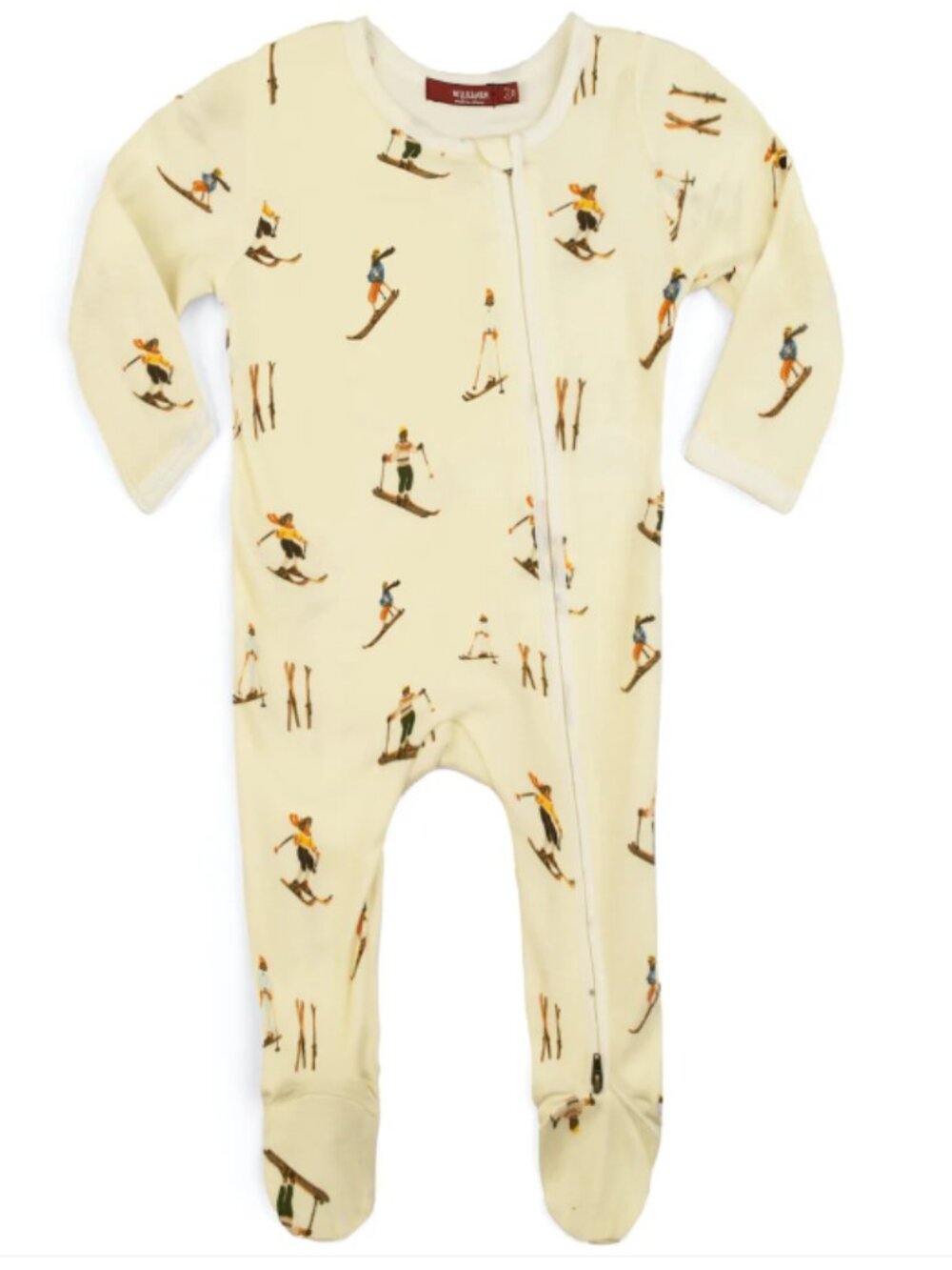 NWT Milkbarn Vintage Natural Ski Organic Cotton Zipper Footed Romper 0-3 mo